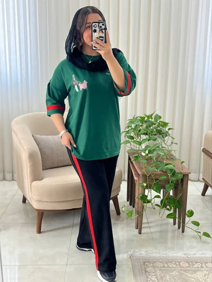 ست تیشرت شلوار اسپرت دخترانه و زنانه راحتی کد 593