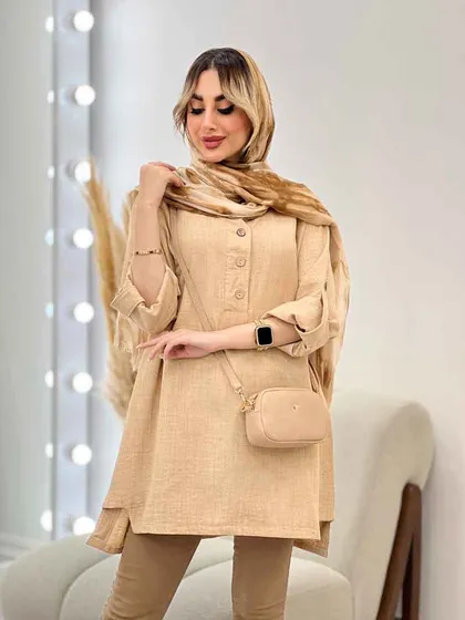 مانتو جلو بسته بغل چهار دکمه