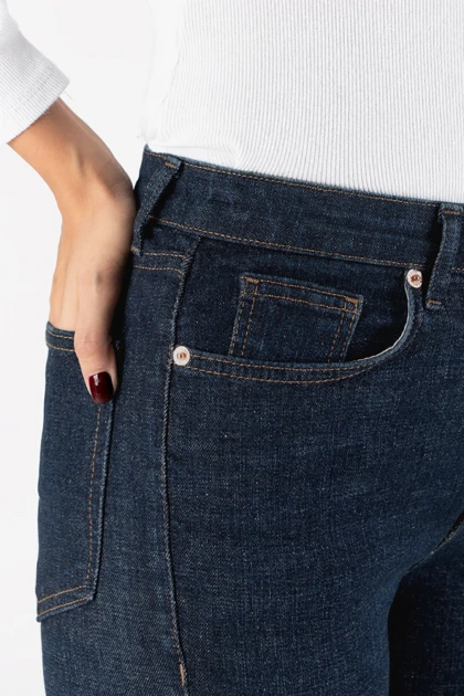 شلوار جین زنانه بوت‌کات فلکس(کشی) آبی خام شور رویال جین Royal Jeans