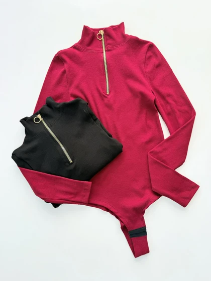 بادی کبریتی نیم زیپ یقه هفت سانتی