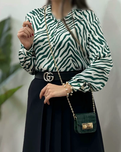 شومیز مجلسی ساتن جلو دکمه آلیسا(ایراد دار)