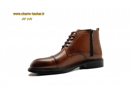 نیم بوت مردانه بندی بغل زیپ‌دار چرم طبیعی si174