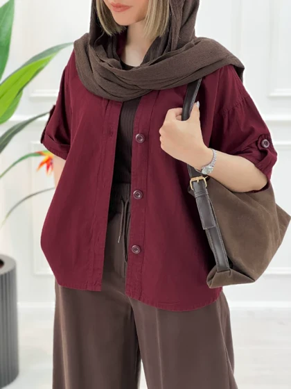شومیز کوتاه زنانه مرجان