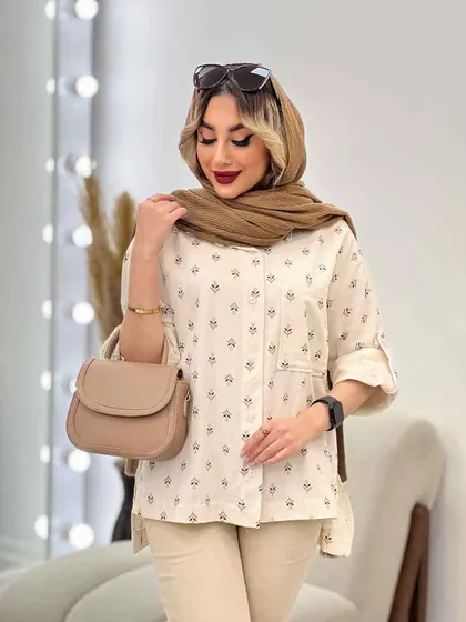 شومیز نچرال طرح گل