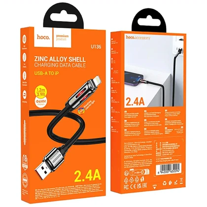 کابل لایتنینگ هوکو Hoco مدل U136 Prize جریان 2.4 آمپر 1.2 متری