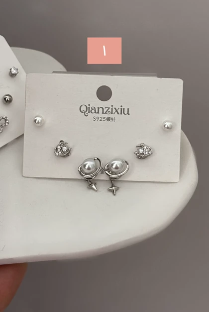 پک گوشواره دخترانه مینیمال آبکاری نقره 808