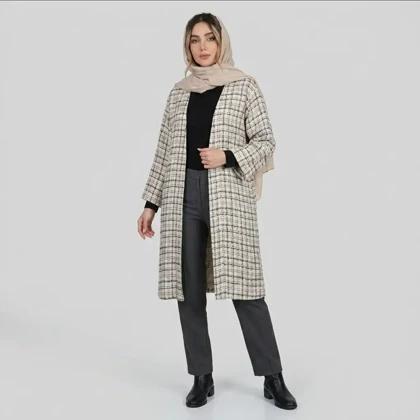 مانتو زنانه چهارخونه شانل ترک پاییزی کد 89