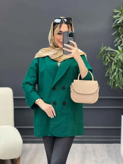 مانتو لینن چهار دکمه آستین پاکتی