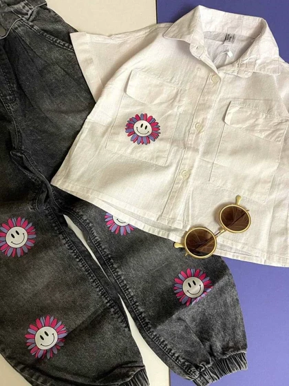 ست شومیز شلوار طرح بابونه