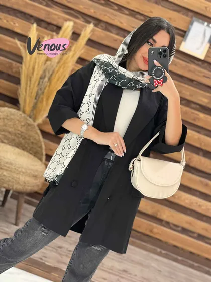 مانتو کتی چهاردکمه یقه پهن