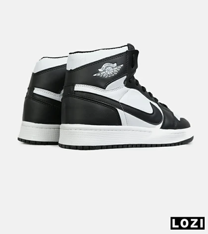 کفش کتانی ساق‌دار مردانه و زنانه مشکی سفید NIKE jordan 1 مدل 7680