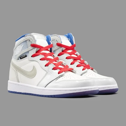 نایکی جردن 1 زوم سفید آبی ساق‌دار Nike Air Jordan 1 Retro High Zoom White Racer Blue