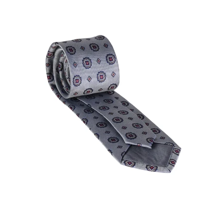 ست کراوات و دستمال جیب طوسی طرح دار 98128