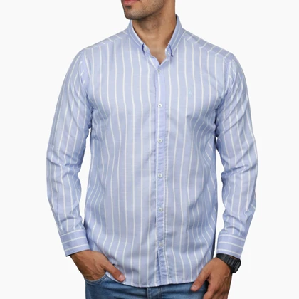 پیراهن آستین بلند راه راه مردانه مدل 6102052