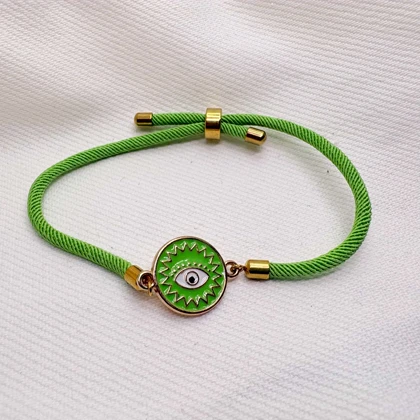 دستبند اسپرت طرح «چشم نظر سبز» (بند طنابی) | محافظت با تم بهاری