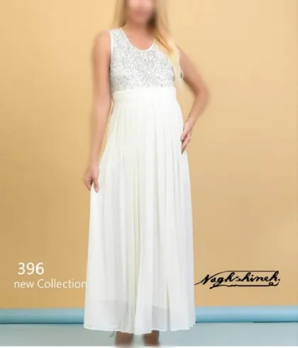سارافون بارداری گیپور دوزی پارچه حریر کد0380