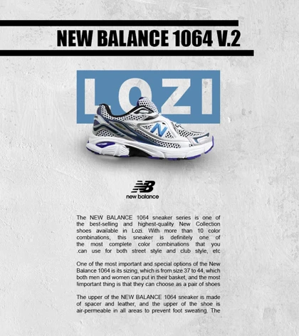 کفش کتانی مردانه و زنانه طوسی مشکی آبی NEW BALANCE 1064 V.2 مدل 6662