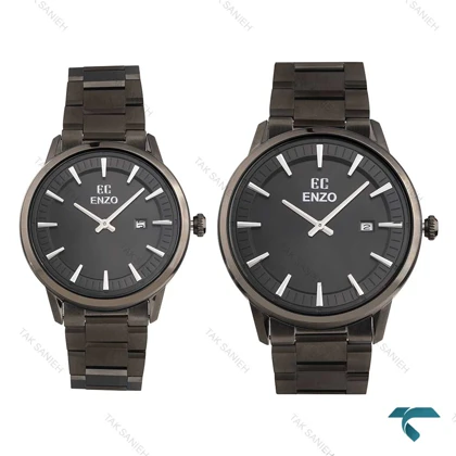 ساعت ست کلاسیک عروس دامادی انزو EC-3814BBS تمام مشکی اورجینال Enzo-8141-S