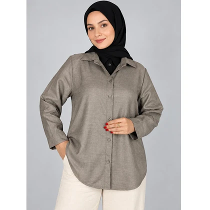 شومیز زنانه بژ طرح حرارتی