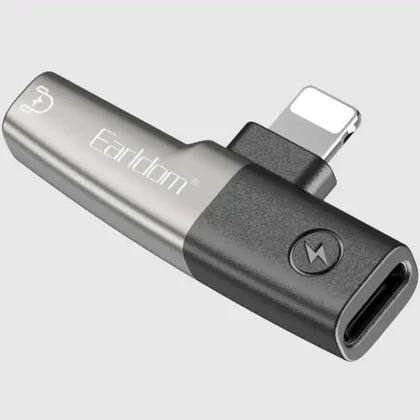 تبدیل صدا و شارژ لایتنینگ ارلدام Earldom مدل OT107L درگاه AUX و USB-C