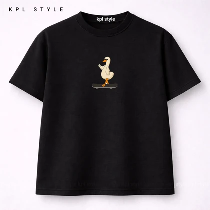 تیشرت باکسی نخ پنبه با طرح اسکیت برد | رنگ ثابت | کد 1453