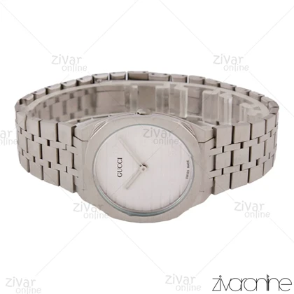 ساعت گوچی زنانه نقره ای صفحه سفید 105742