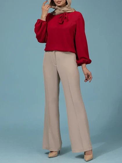 شلوار زنانه پارچه ای کرپ کنزو از بالا گشاد ریزشی 10106