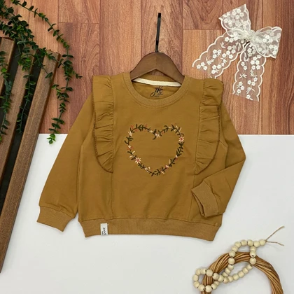 بلوز دورس دخترانه مدل قلب و گل