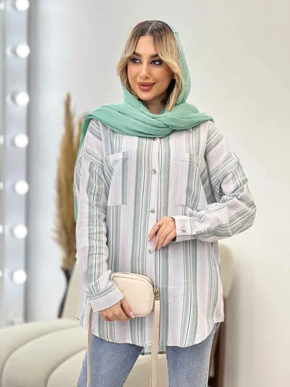 شومیز راه راه دو جیب