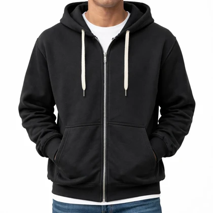 سویشرت کلاه دار رنگ مشکی پارچه دورس سه نخ توکرکی استایل مینیمال کد 5003