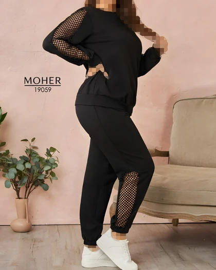 ست اسپورت زنانه سایز بزرگ مشکی