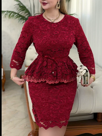 ست شومیز دامن دانتل 3618