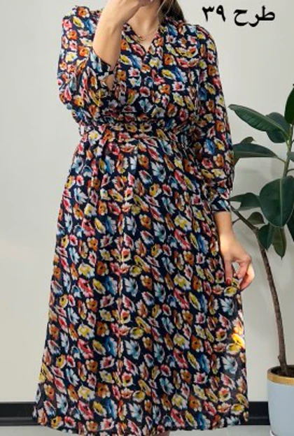 پیراهن حریر سرمه سری 17