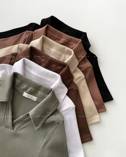 تیشرت کراپ یقه شکاری