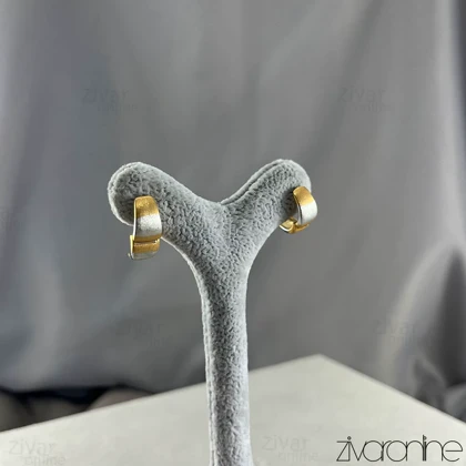 گوشواره زنانه حلقه‌ای دورنگ طلایی مات 20450