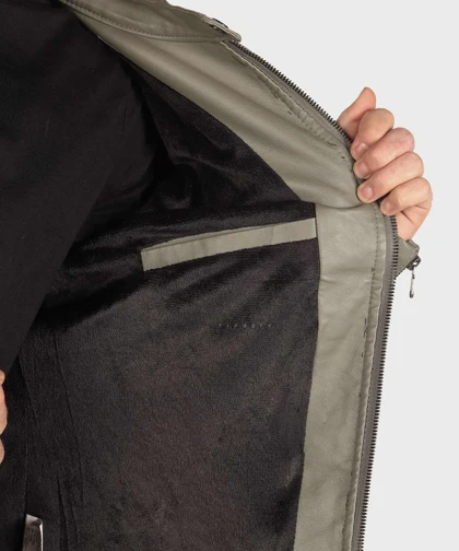 کت چرم مردانه ساده و زیپ‌دار 2519