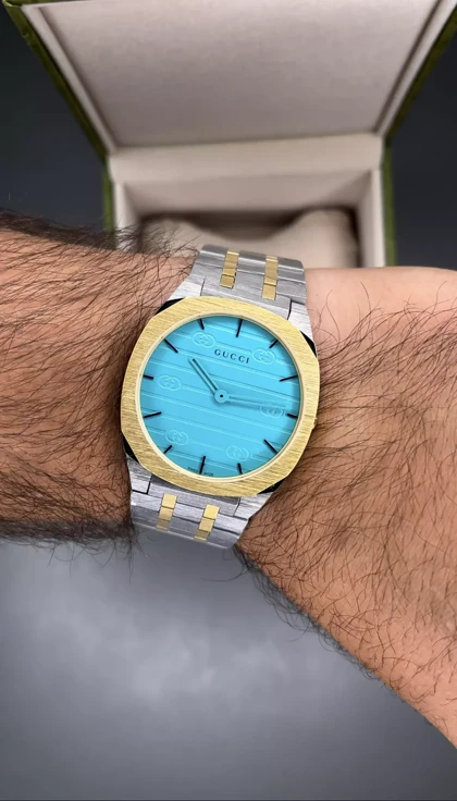 ساعت مچی گوچی سیلورطلایی صفحه تیفانی Gucci