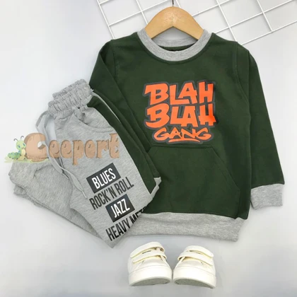 بلوزشلواربچه گانه طرح BLAH