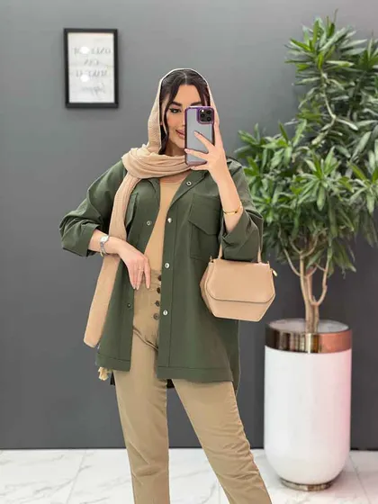 مانتو لینن دو جیب پاکتی