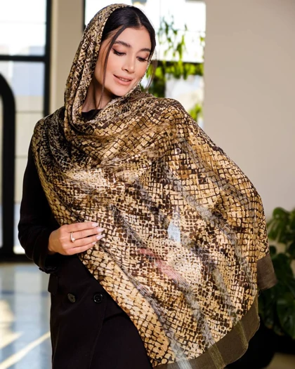 شال ابریشم میله ای پوست ماری 20272