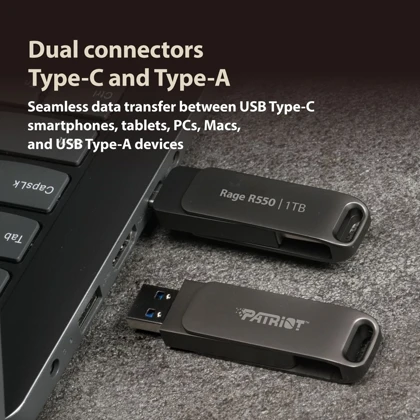 فلش مموری دو طرفه پاتریوت مدل Rage R550 ظرفیت 64 گیگابایت USB3.2