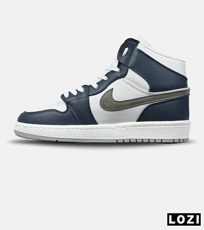 کفش کتانی مردانه و زنانه ساق‌دار سفید سرمه ای NIKE jordan 1 مدل 8506