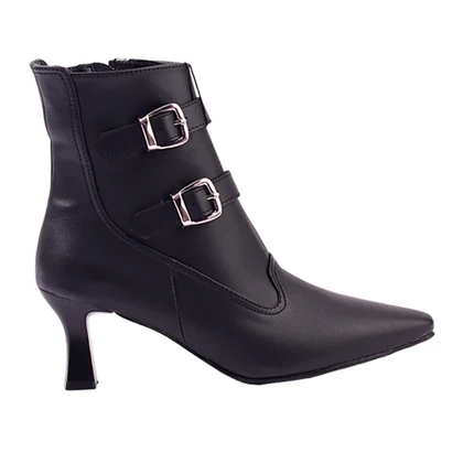 بوت پاشنه نوک تیز دو سگک_مشکی کد 2194