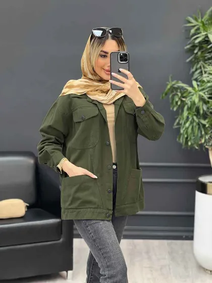 مانتو کتان چهار جیب زاپ‌دار