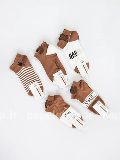 جوراب مچی نخ پنبه خارا طرح نوشته و استیکر