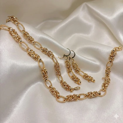 سرویس کامل برند شین مدل «گره شاهانه» | ترکیب بافت و حلقه با گارانتی 1 ساله