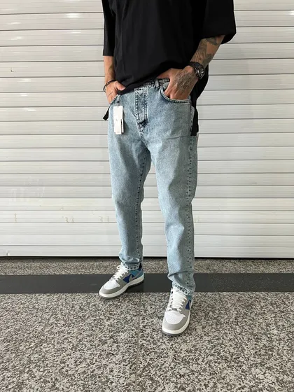 شلوار استریت ابی روشن ساده ZARA