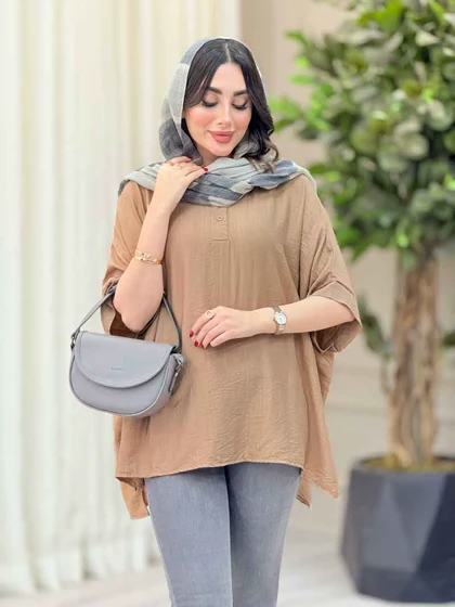 مانتو پانچ یقه دو دکمه