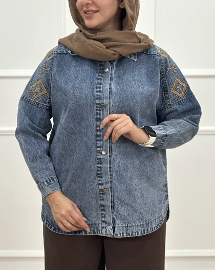 مانتو نوژان جین گلدوزی _کد محصول 1365