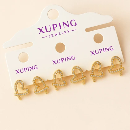 گوشواره طلایی طرح قلب نگینی | مدل فانتزی دخترانه